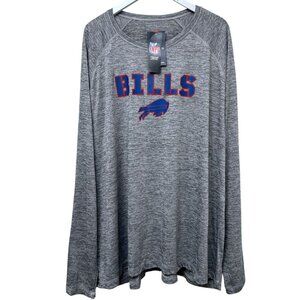 NFL Fanatics Buffalo Bills Pullover Mens 5XL Long Sleeve Stretch Jersey Gray NWT